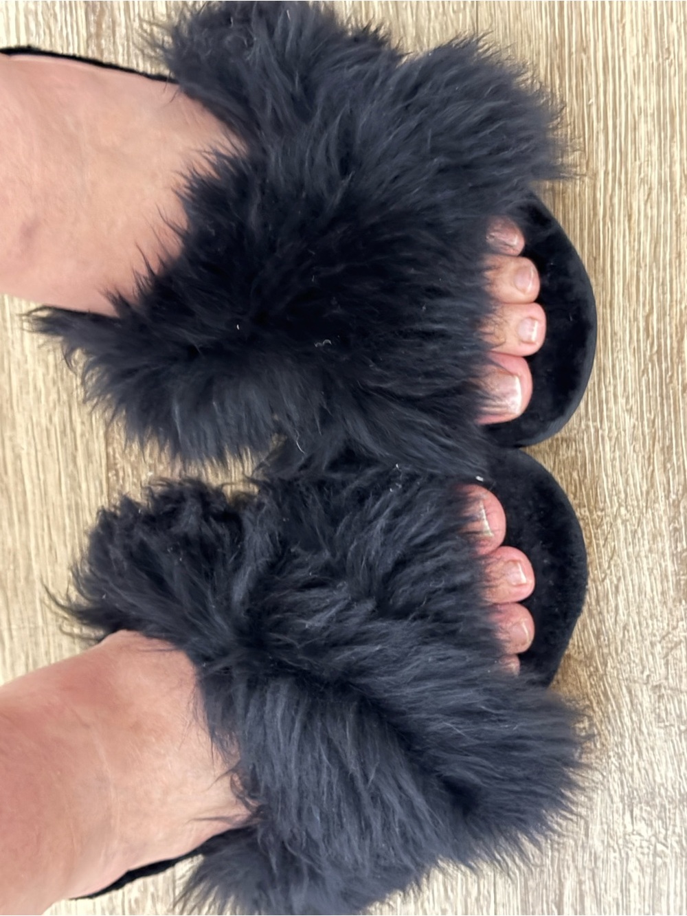 UGG Black Faux Fur Slide Slippers